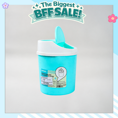 Desktop Trash Can with Swing Top Lid - Green / 1.3 l