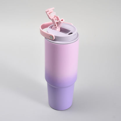 Mumuso Stylish  Gradiant Insulated Water Bottle with Handle – Pink &amp; Purple Gradient 850ml