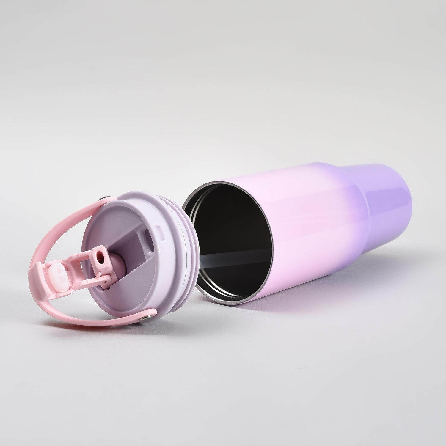 Mumuso Stylish  Gradiant Insulated Water Bottle with Handle – Pink &amp; Purple Gradient 850ml