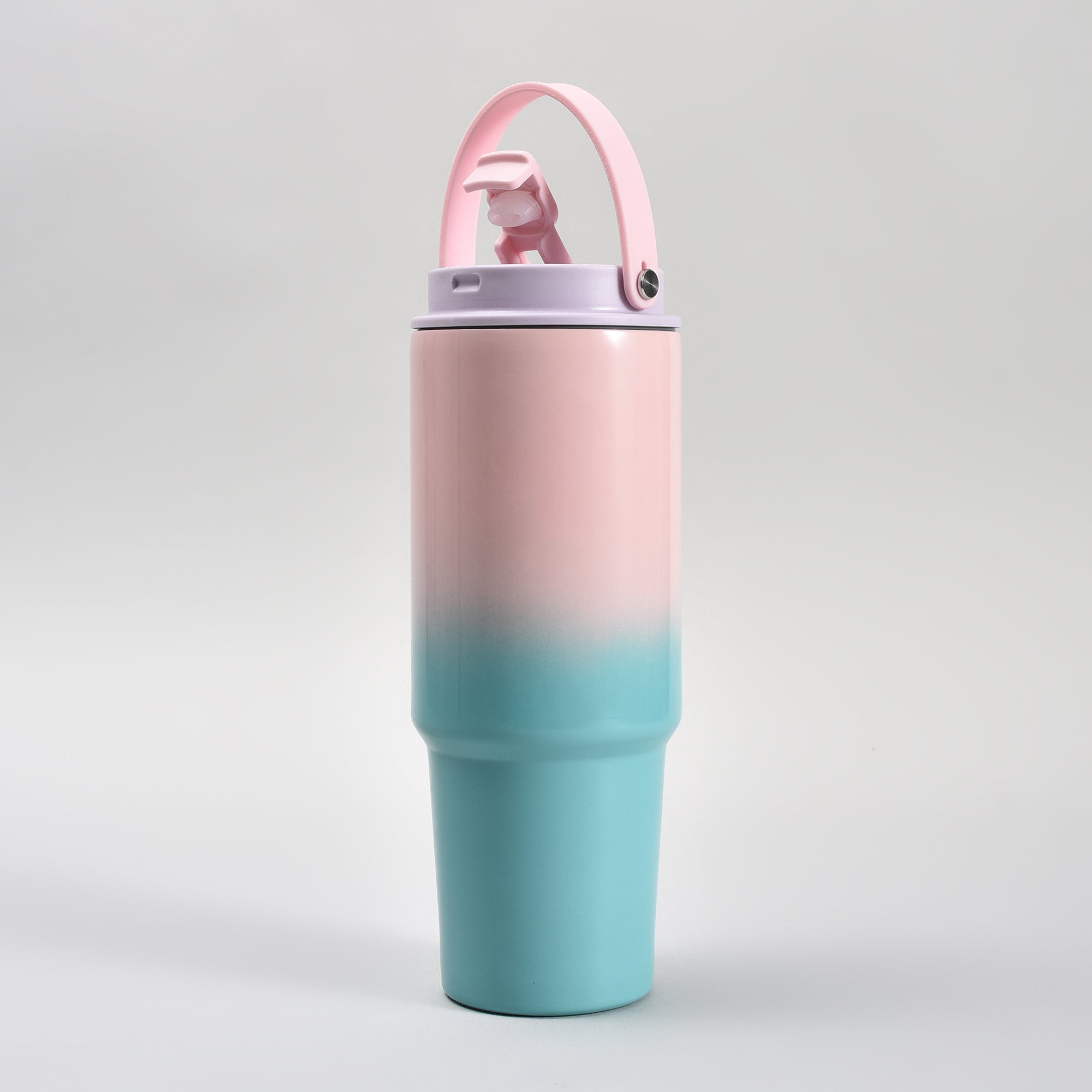 Mumuso Stylish  Gradiant Insulated Water Bottle with Handle – Pink &amp; Purple Gradient 850ml
