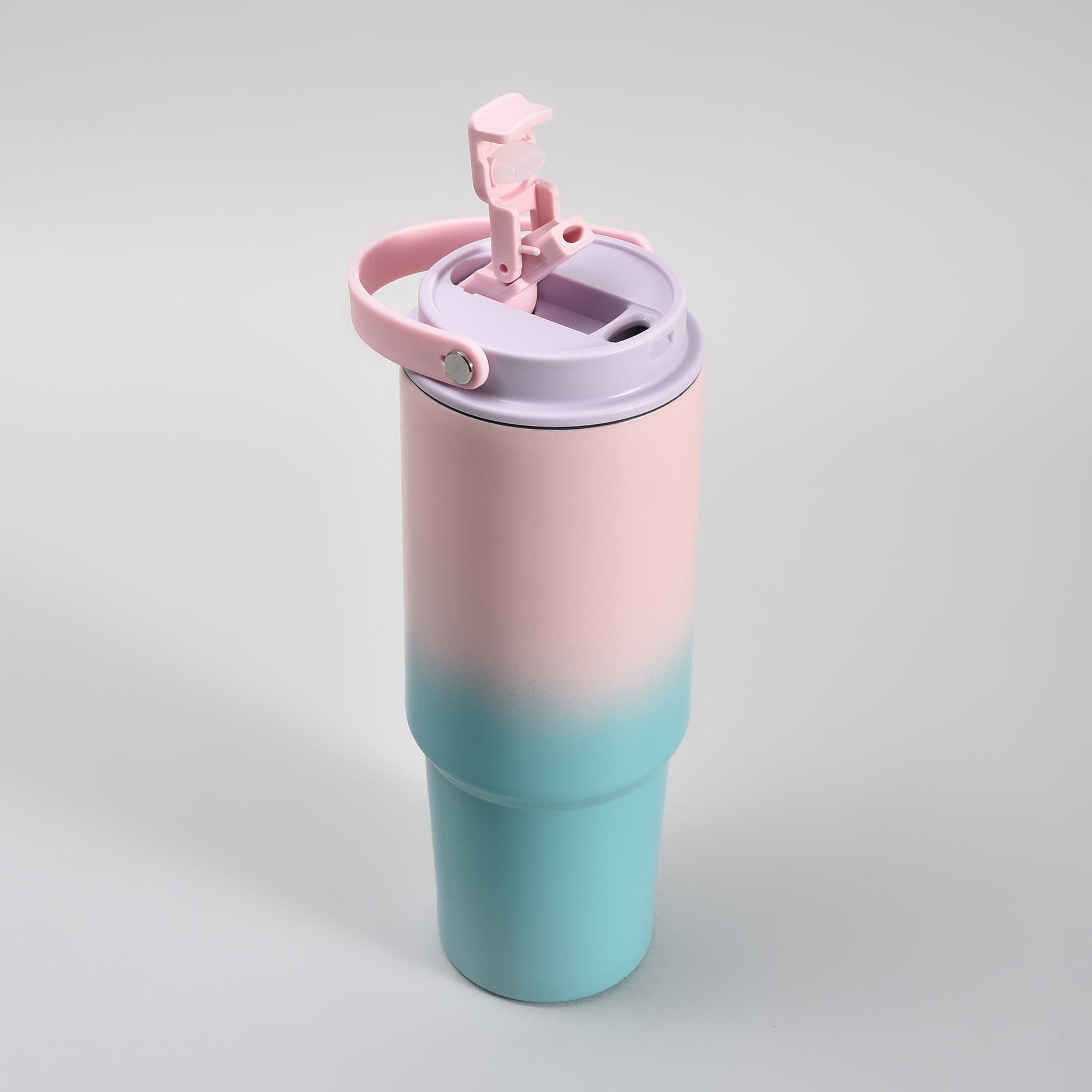 Mumuso Stylish  Gradiant Insulated Water Bottle with Handle – Pink &amp; Purple Gradient 850ml