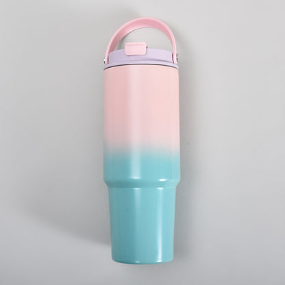 Mumuso Stylish  Gradiant Insulated Water Bottle with Handle – Pink &amp; Purple Gradient 850ml