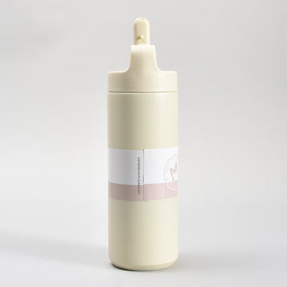 Sleek Design Insulated Water Bottle with Straw – 550ml- White/ Maroon/ Brown