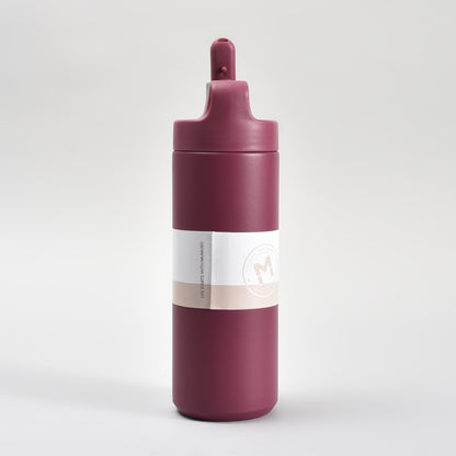Sleek Design Insulated Water Bottle with Straw – 550ml- White/ Maroon/ Brown