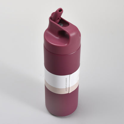 Sleek Design Insulated Water Bottle with Straw – 550ml- White/ Maroon/ Brown