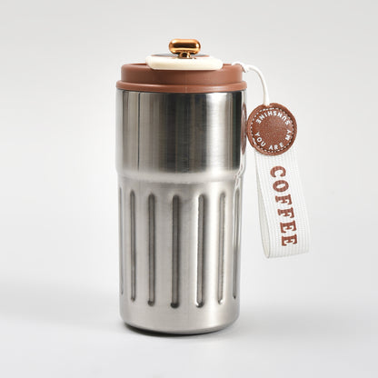Mumuso Portable Insulated Coffee Tumbler  with Holding Strap– 390ml