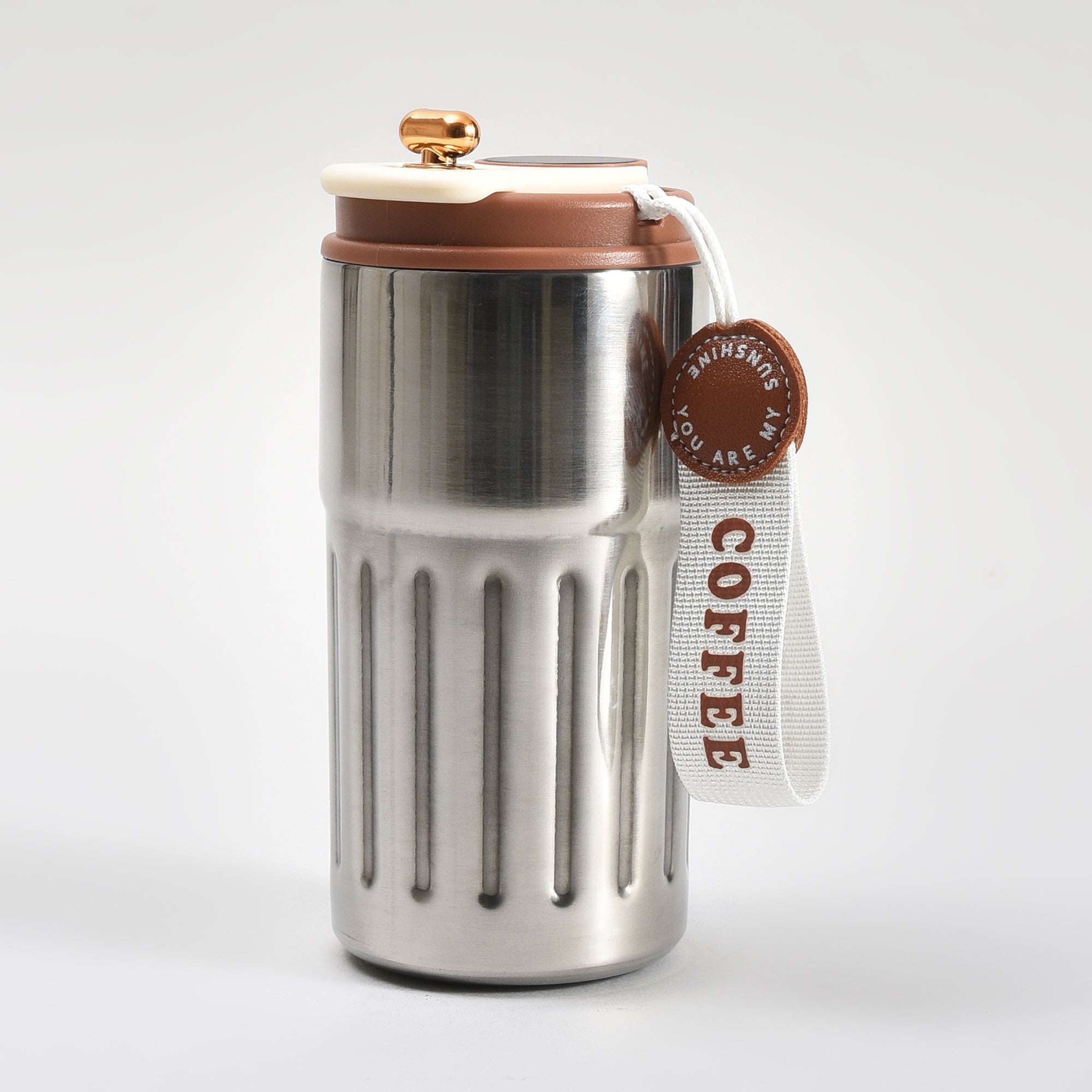 Mumuso Portable Insulated Coffee Tumbler  with Holding Strap– 390ml