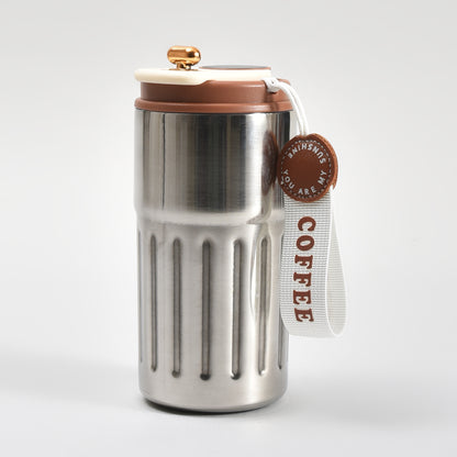 Mumuso Portable Insulated Coffee Tumbler  with Holding Strap– 390ml