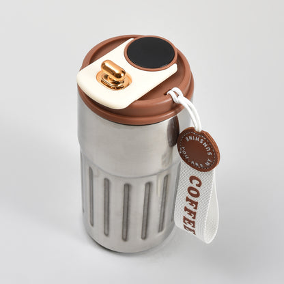 Mumuso Portable Insulated Coffee Tumbler  with Holding Strap– 390ml