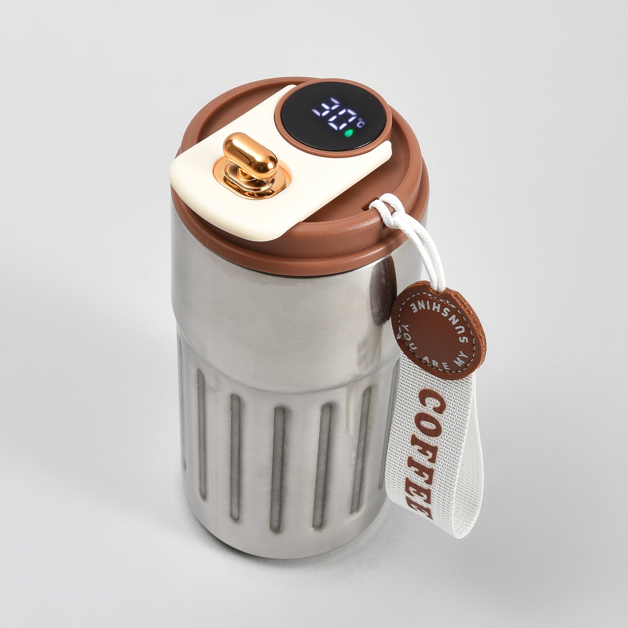 Mumuso Portable Insulated Coffee Tumbler  with Holding Strap– 390ml