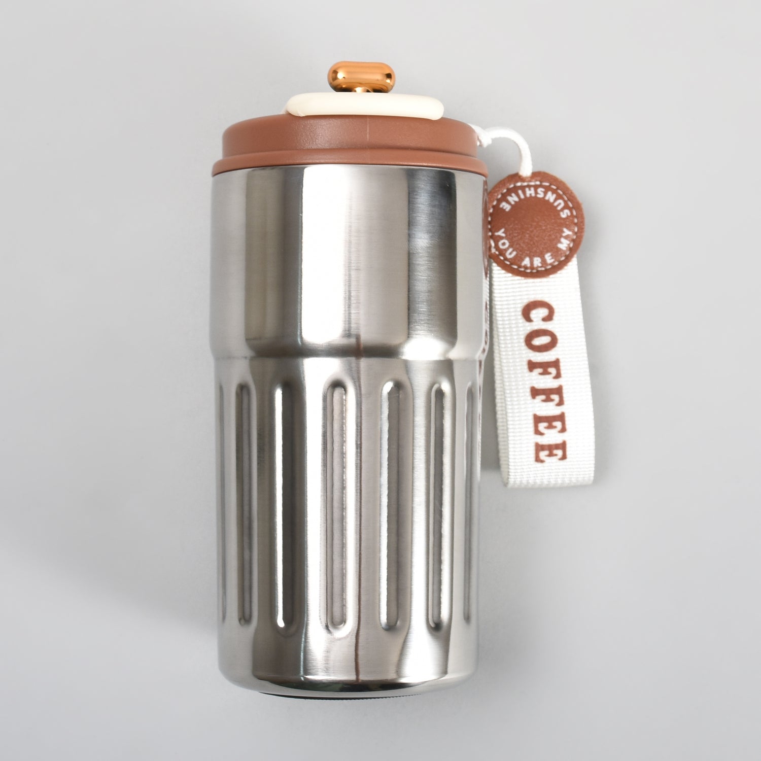 Mumuso Portable Insulated Coffee Tumbler  with Holding Strap– 390ml