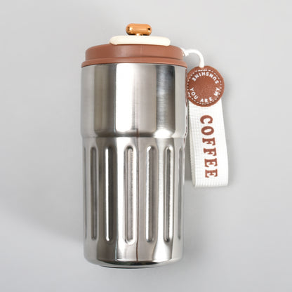 Mumuso Portable Insulated Coffee Tumbler  with Holding Strap– 390ml