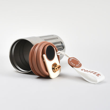 Mumuso Portable Insulated Coffee Tumbler  with Holding Strap– 390ml