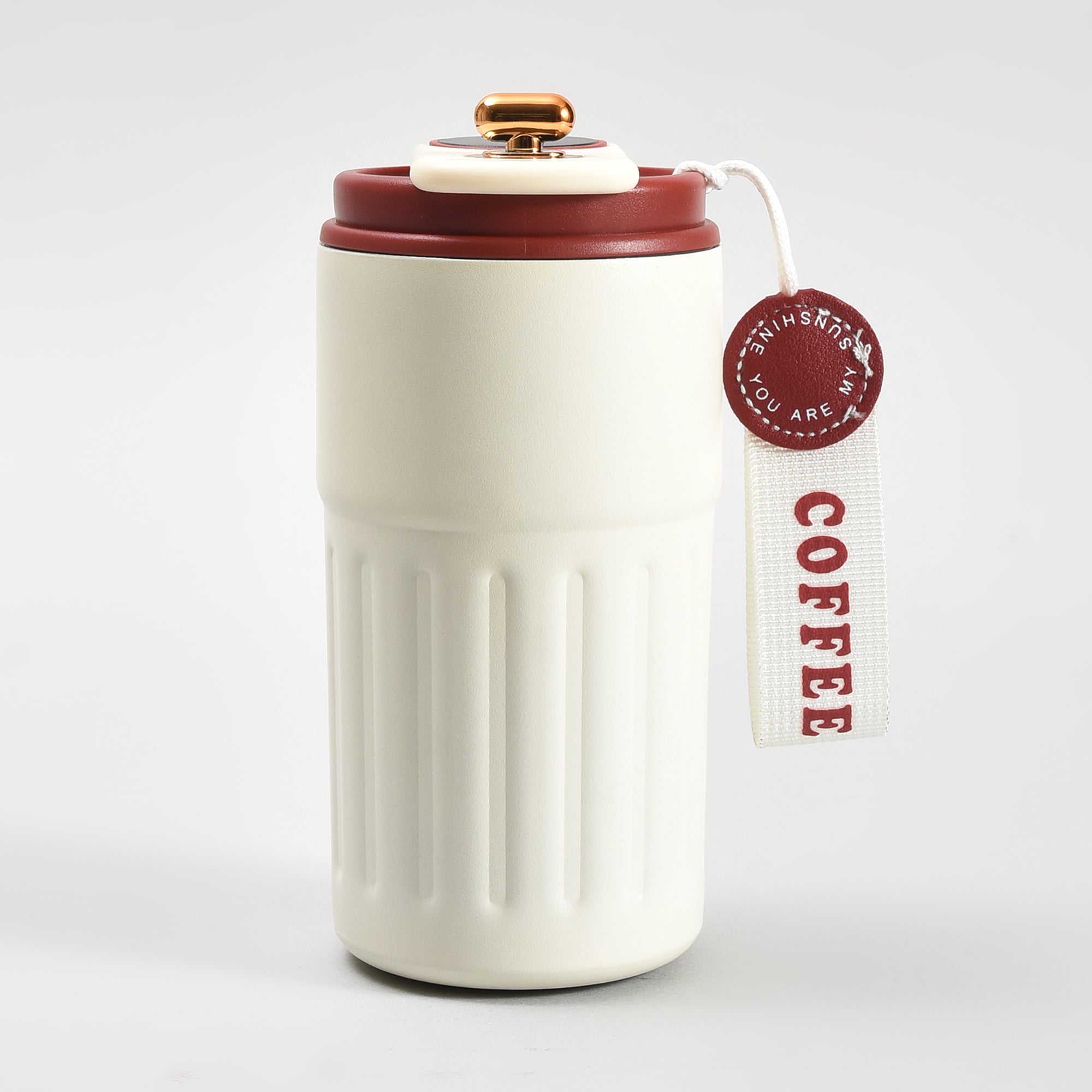 Mumuso Portable Insulated Coffee Tumbler  with Holding Strap– 390ml