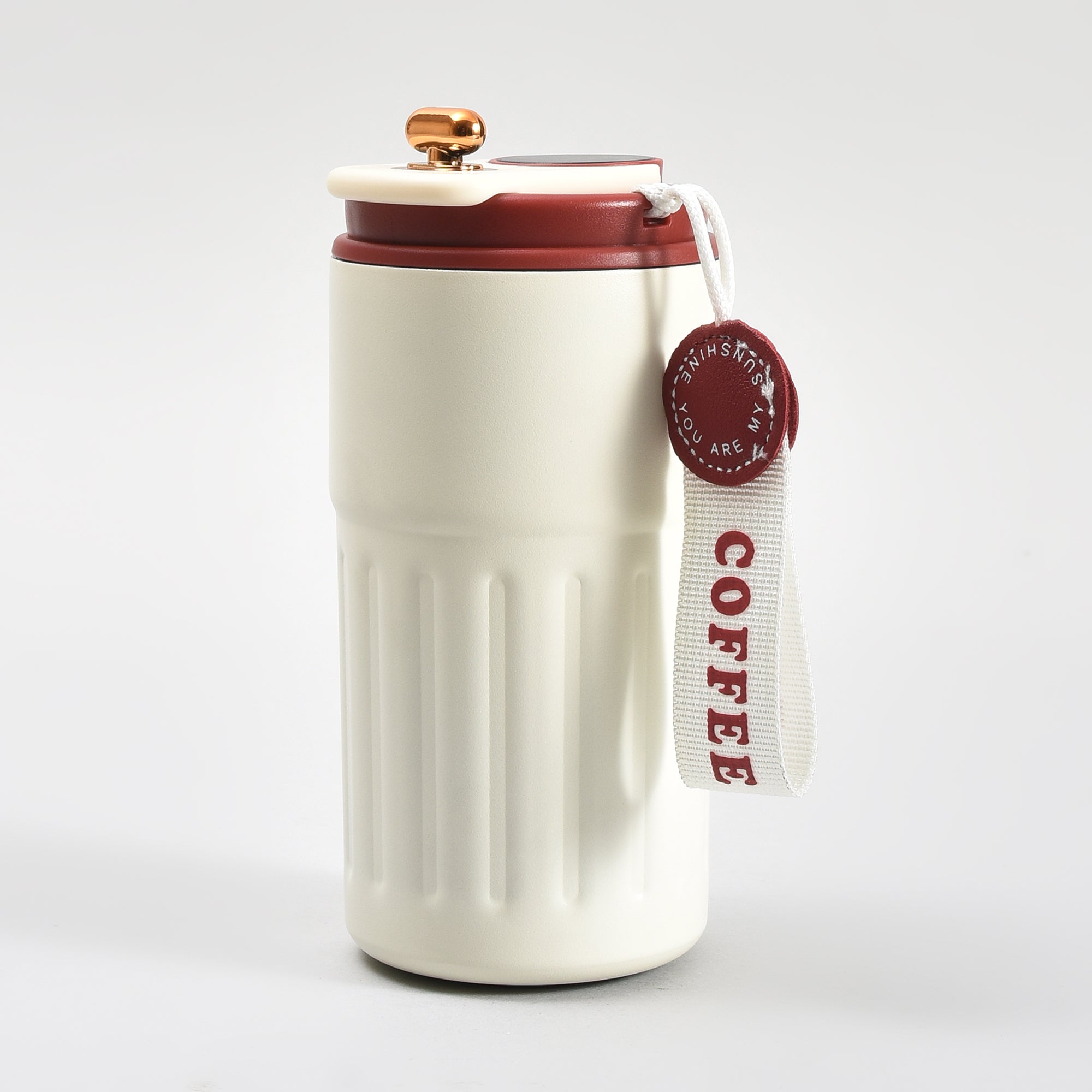 Mumuso Portable Insulated Coffee Tumbler  with Holding Strap– 390ml