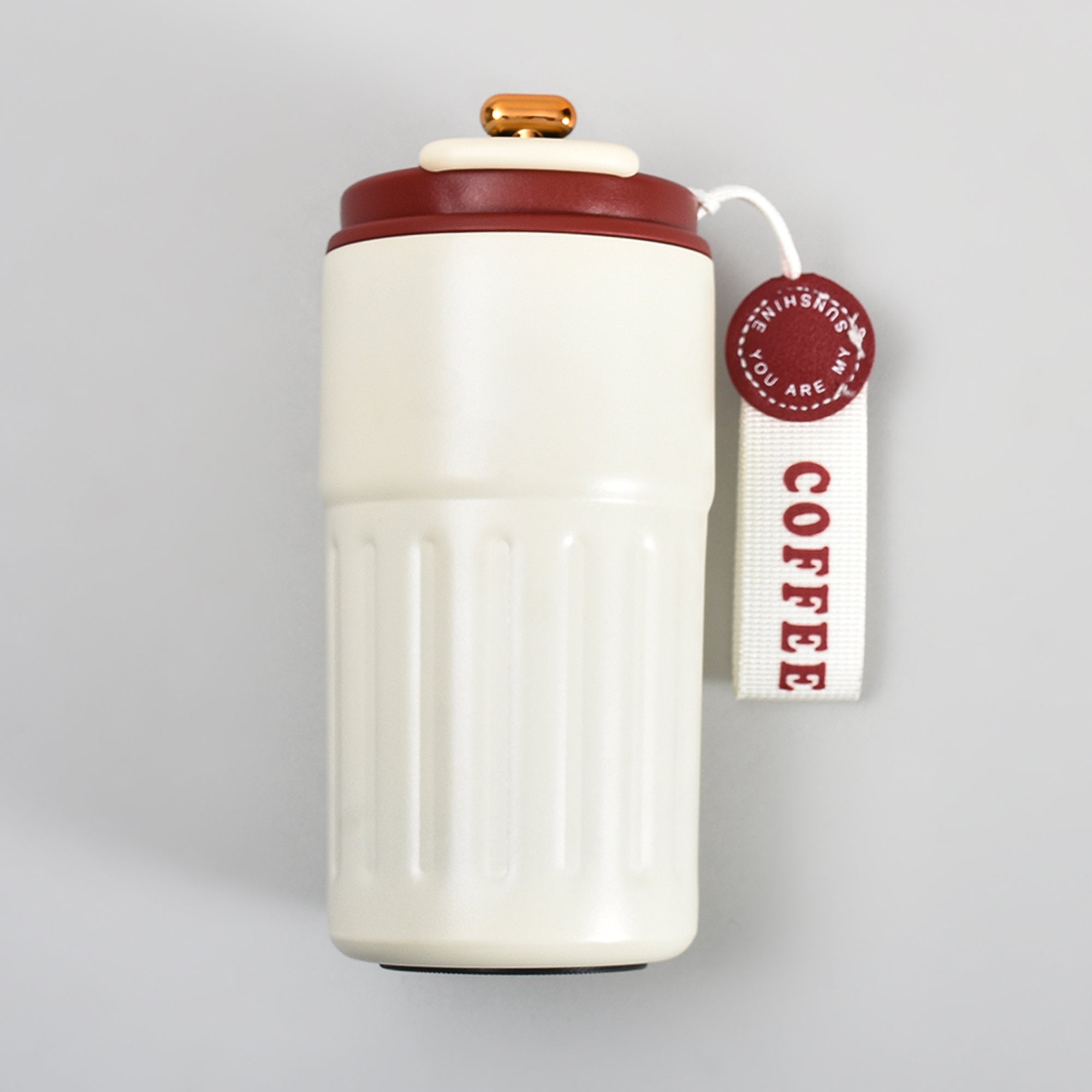 Mumuso Portable Insulated Coffee Tumbler  with Holding Strap– 390ml