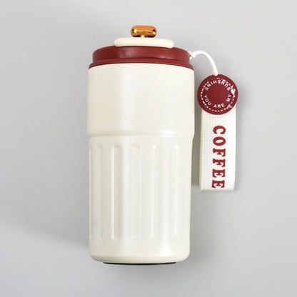 Mumuso Portable Insulated Coffee Tumbler  with Holding Strap– 390ml