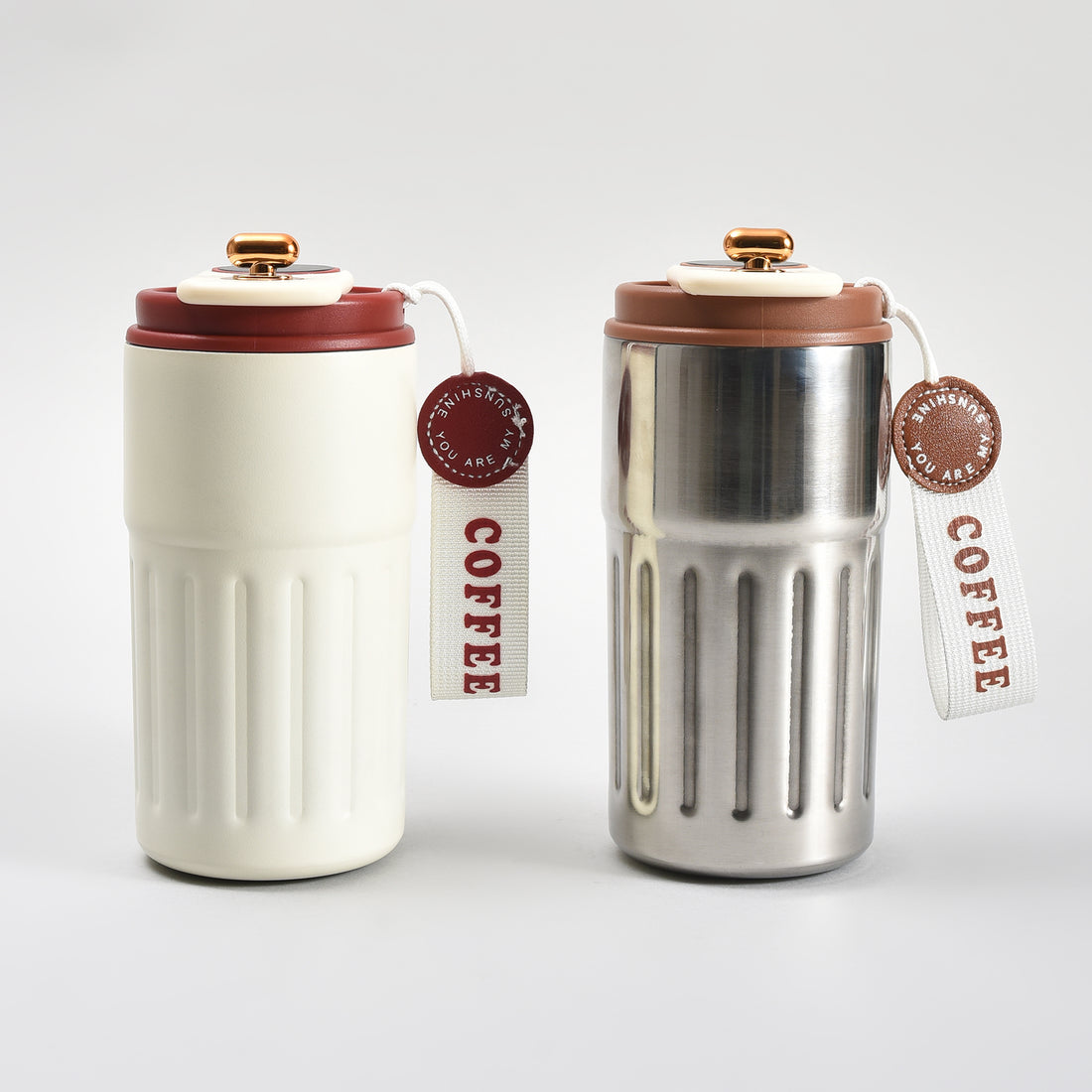 Mumuso Portable Insulated Coffee Tumbler  with Holding Strap– 390ml