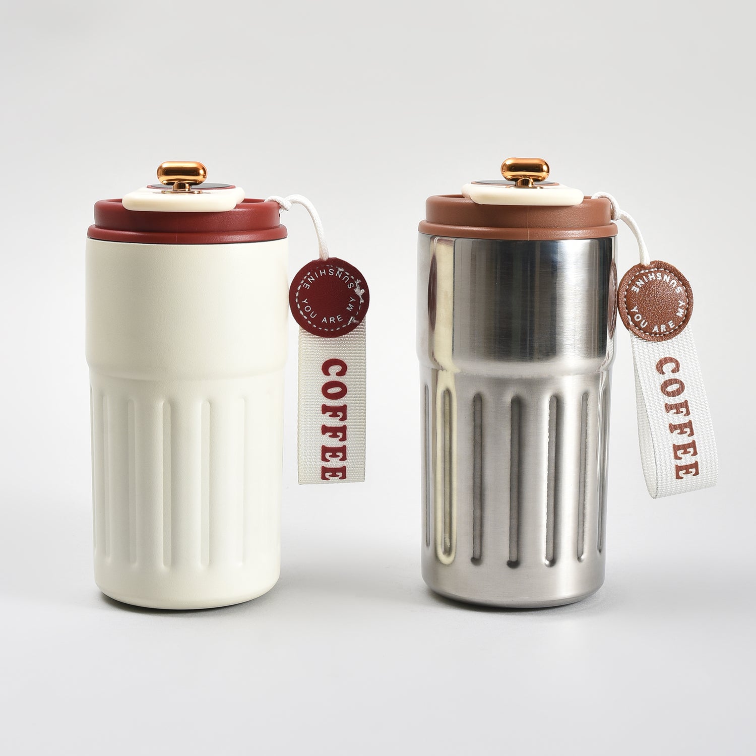 Mumuso Portable Insulated Coffee Tumbler  with Holding Strap– 390ml