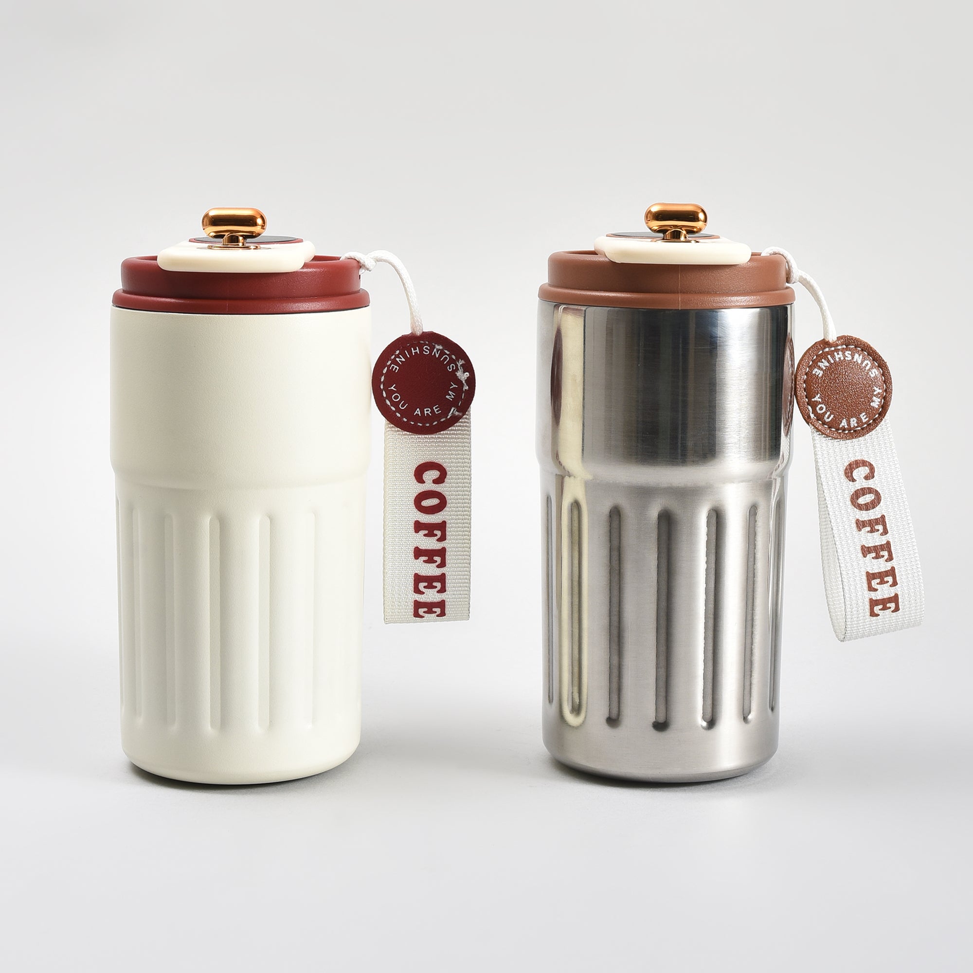 Mumuso Portable Insulated Coffee Tumbler  with Holding Strap– 390ml