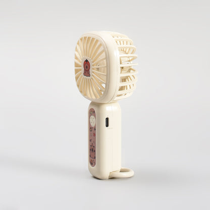 Super Cute Capybara Mini Handheld Fan with Carabiner – Beige