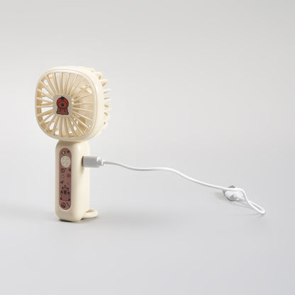 Super Cute Capybara Mini Handheld Fan with Carabiner – Beige
