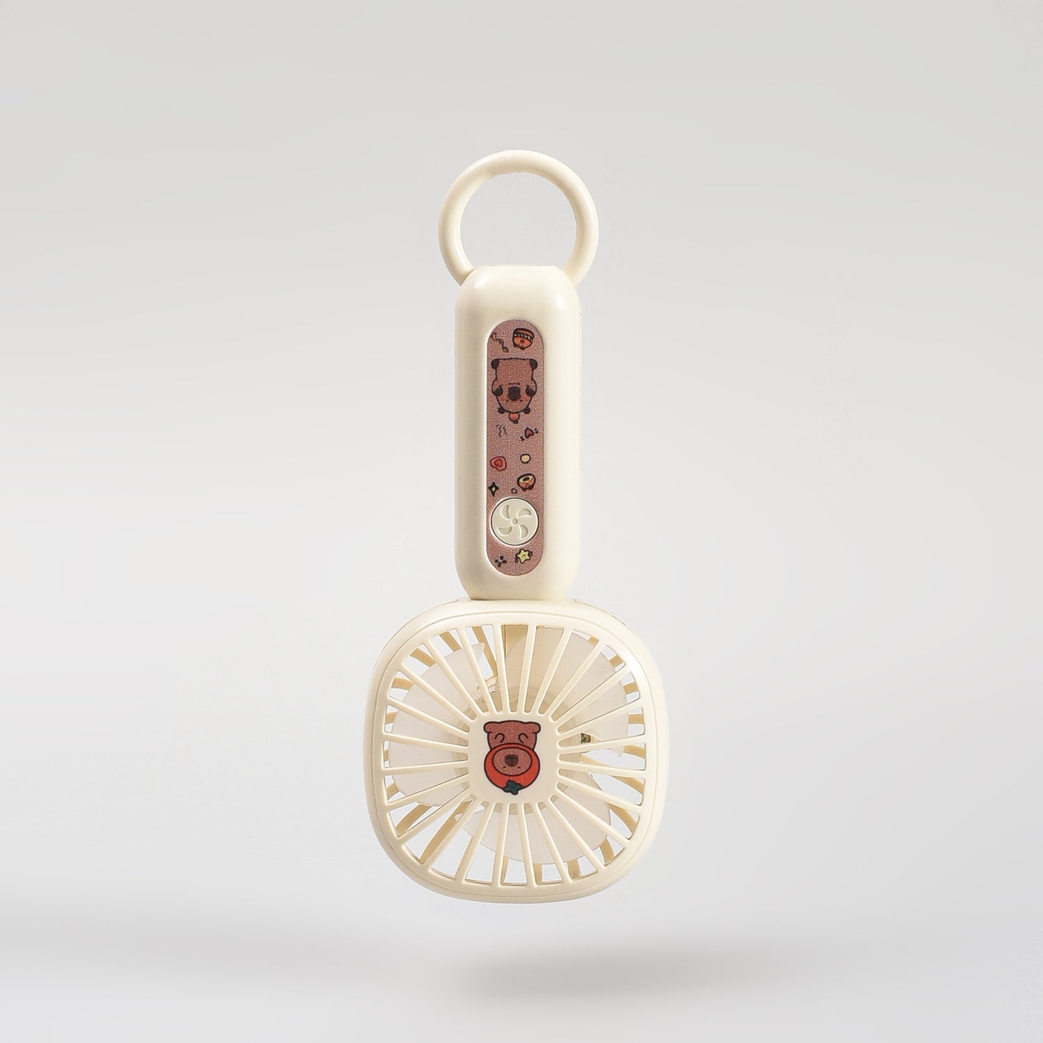 Super Cute Capybara Mini Handheld Fan with Carabiner – Beige