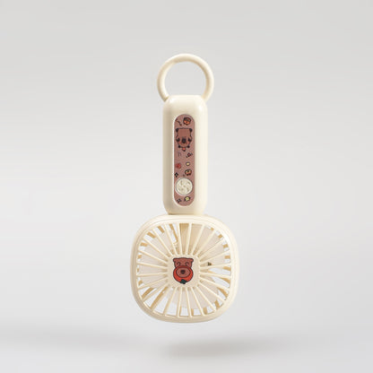 Super Cute Capybara Mini Handheld Fan with Carabiner – Beige