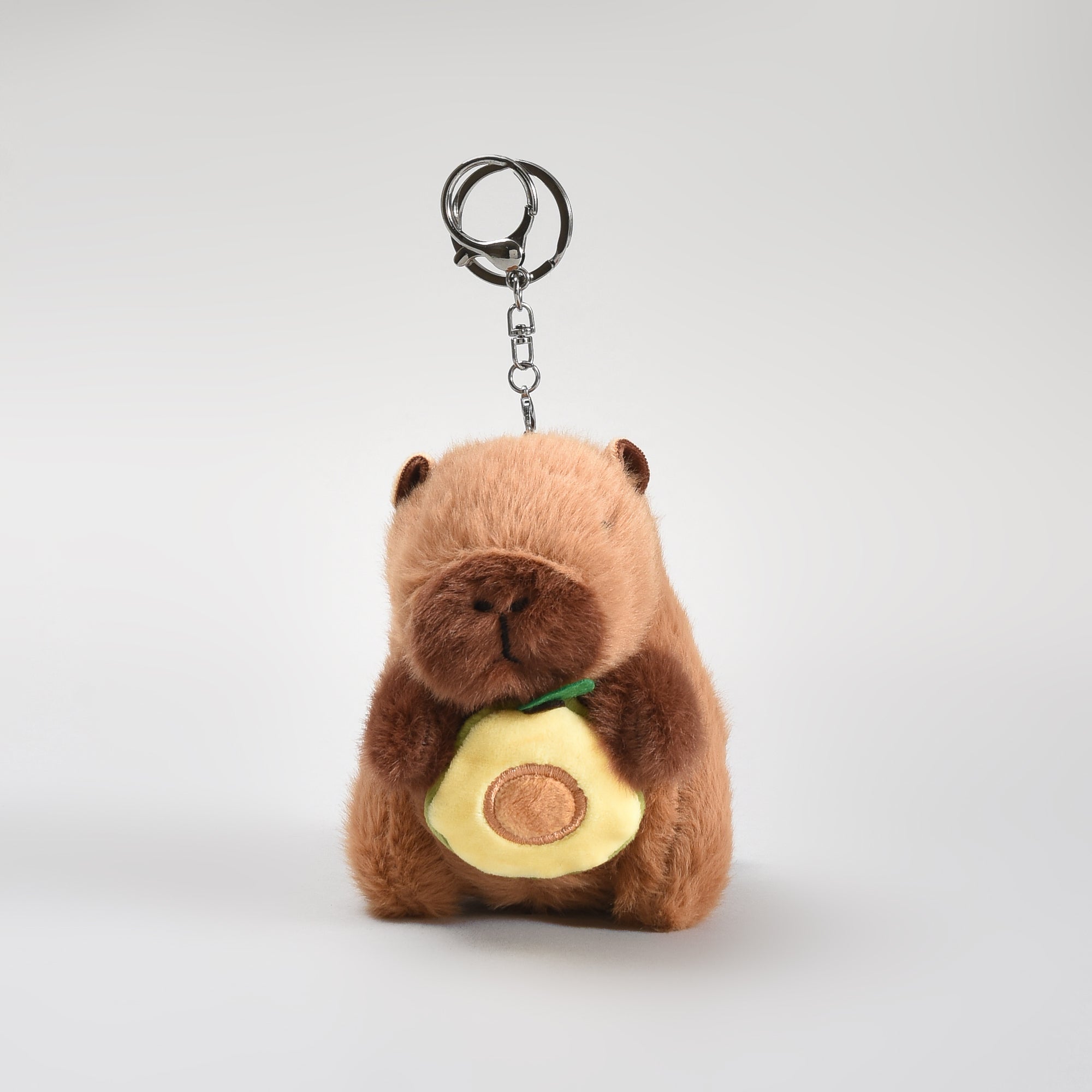 Adorable Capybara with Avocado Plush Keychain