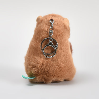 Adorable Capybara with Avocado Plush Keychain