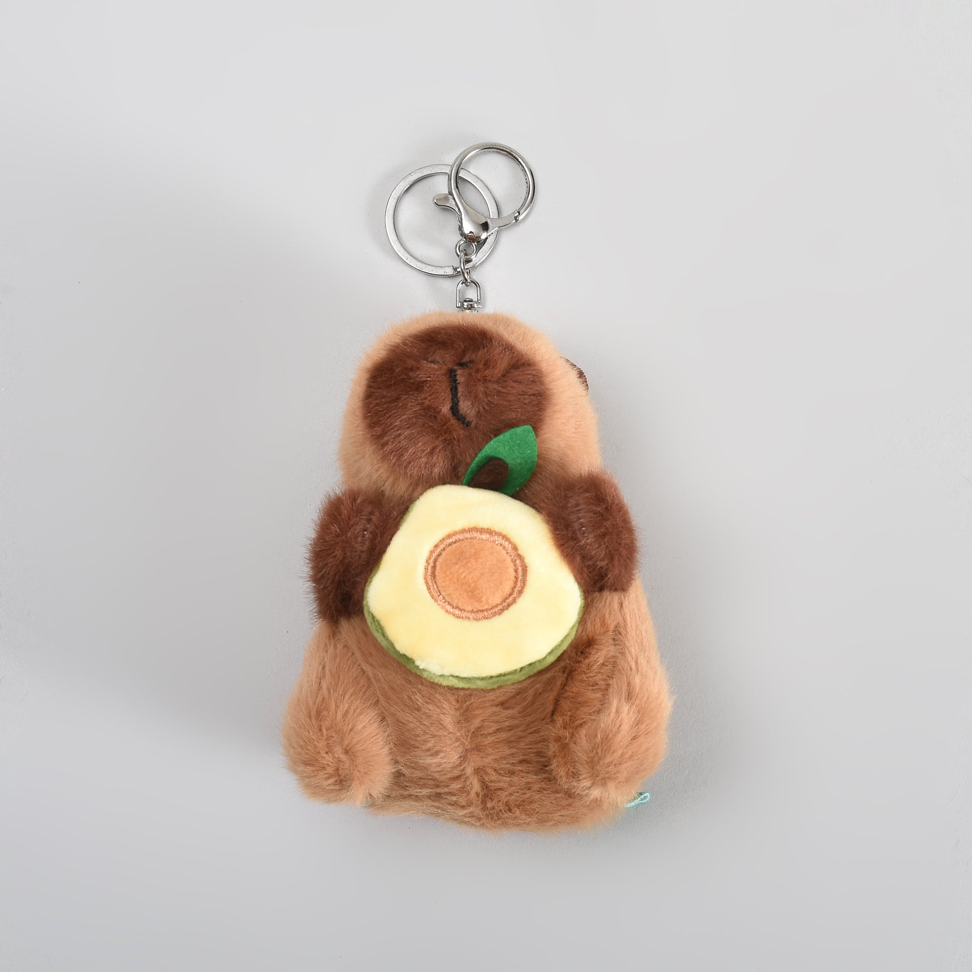 Adorable Capybara with Avocado Plush Keychain