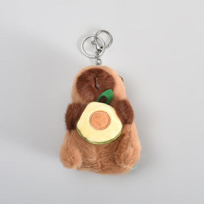 Adorable Capybara with Avocado Plush Keychain