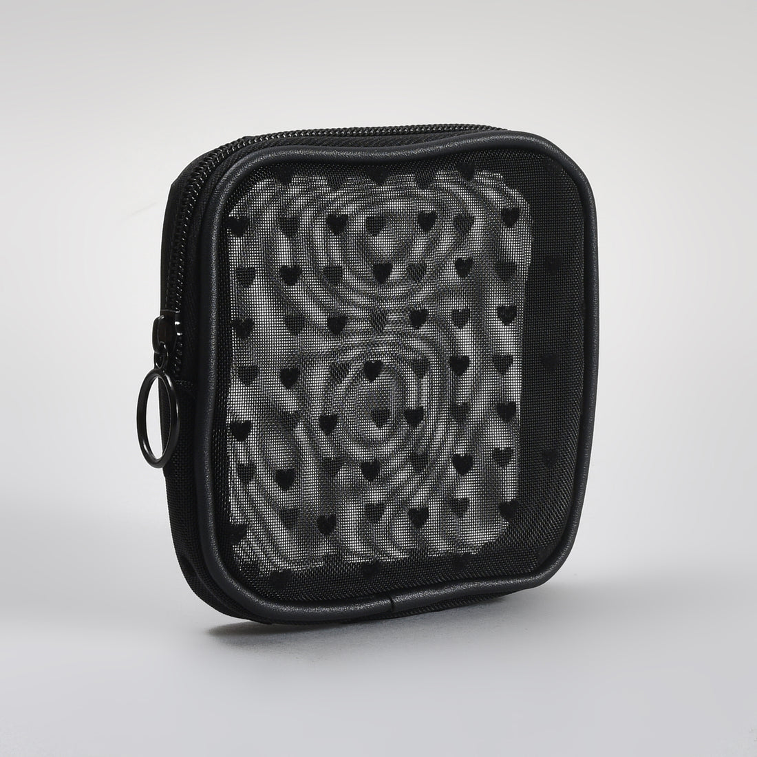 Mumuso Heart Print Mesh Travel Organiser Pouch