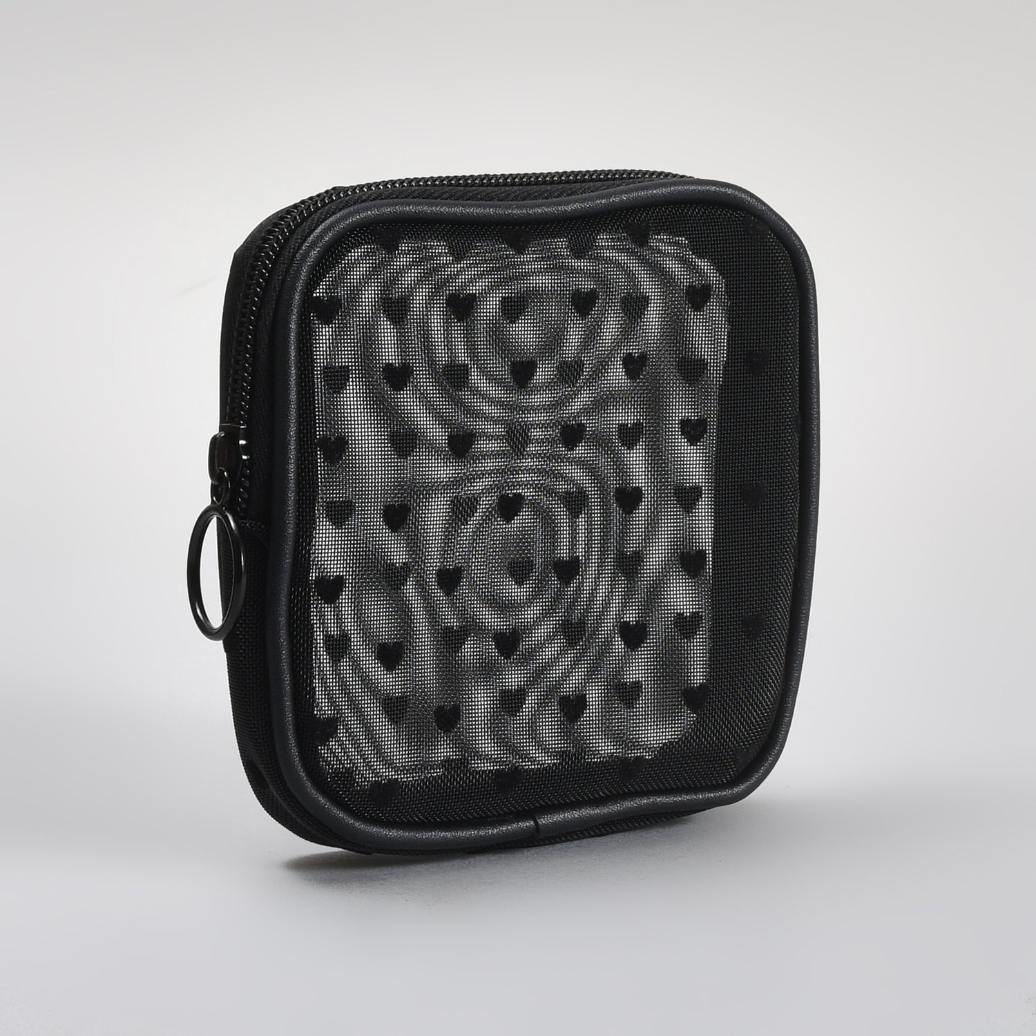 Mumuso Heart Print Mesh Travel Organiser Pouch