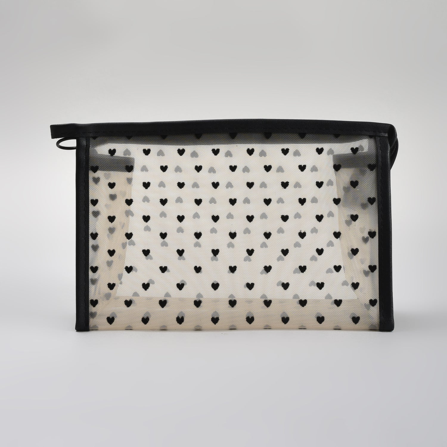 Mumuso Khaki Heart Print Mesh Cosmetic Pouch