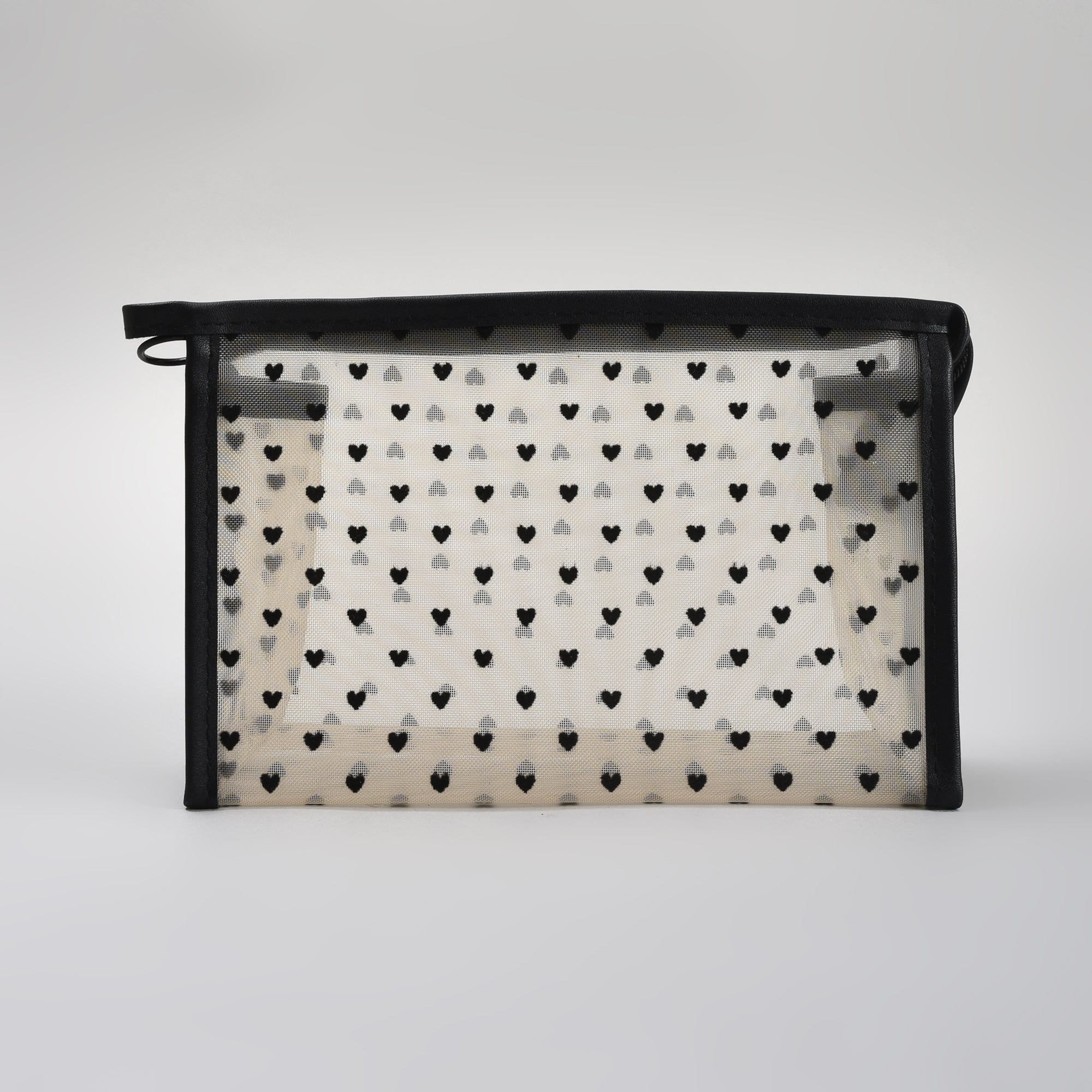 Mumuso Khaki Heart Print Mesh Cosmetic Pouch