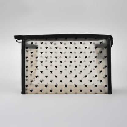 Mumuso Khaki Heart Print Mesh Cosmetic Pouch