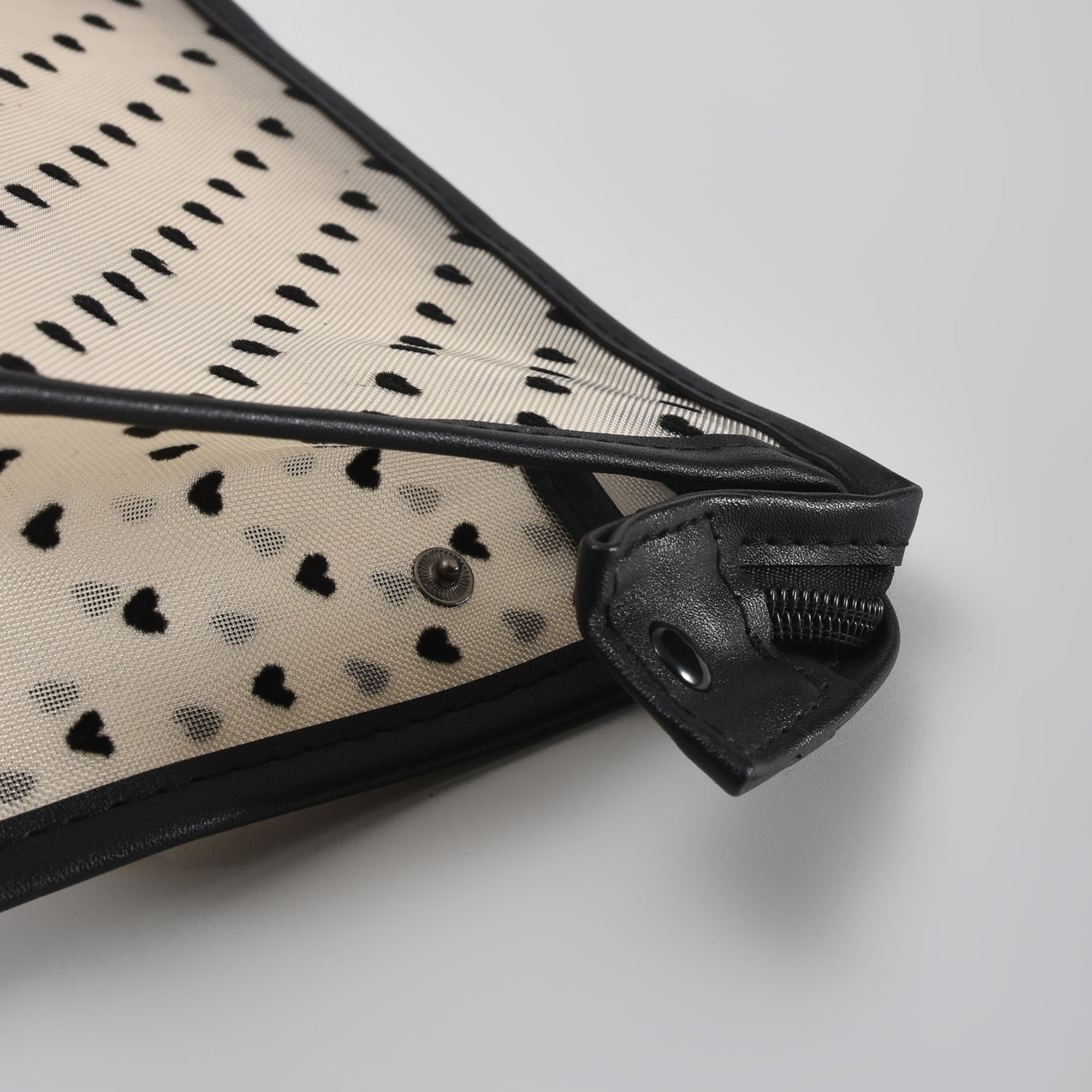 Mumuso Khaki Heart Print Mesh Cosmetic Pouch