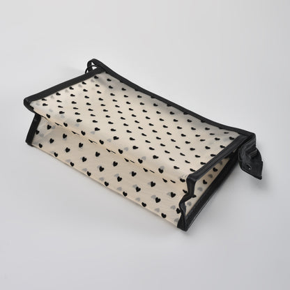 Mumuso Khaki Heart Print Mesh Cosmetic Pouch
