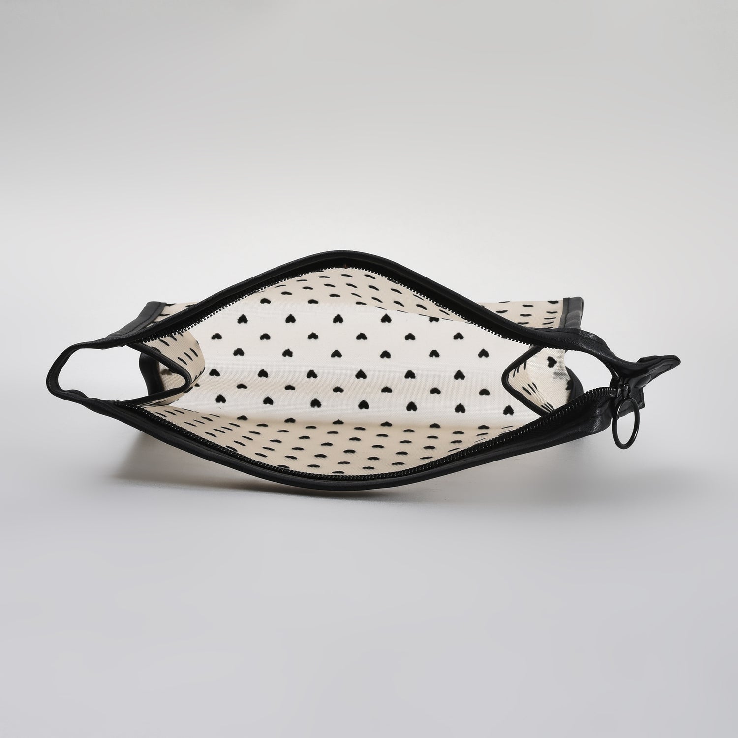 Mumuso Khaki Heart Print Mesh Cosmetic Pouch