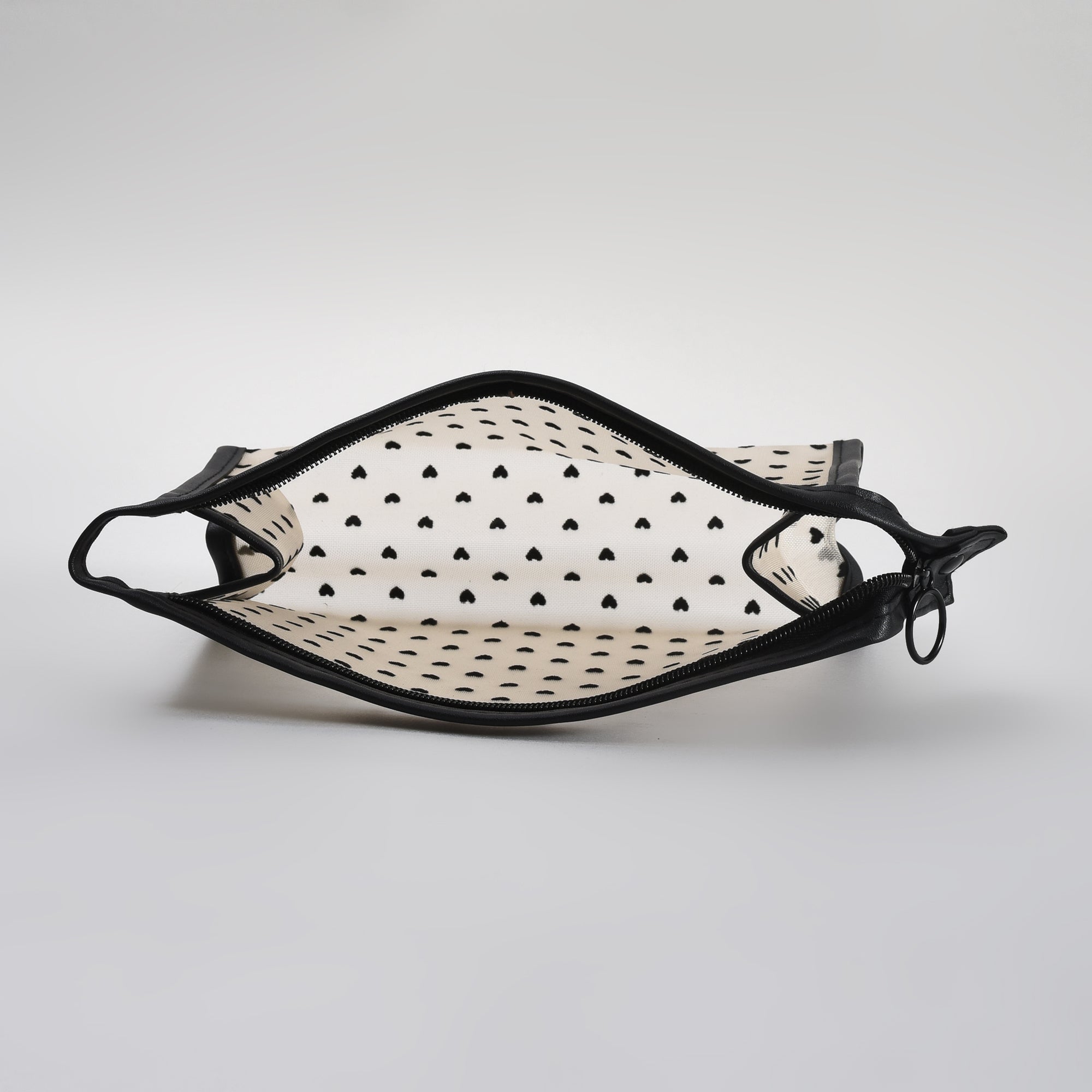 Mumuso Khaki Heart Print Mesh Cosmetic Pouch