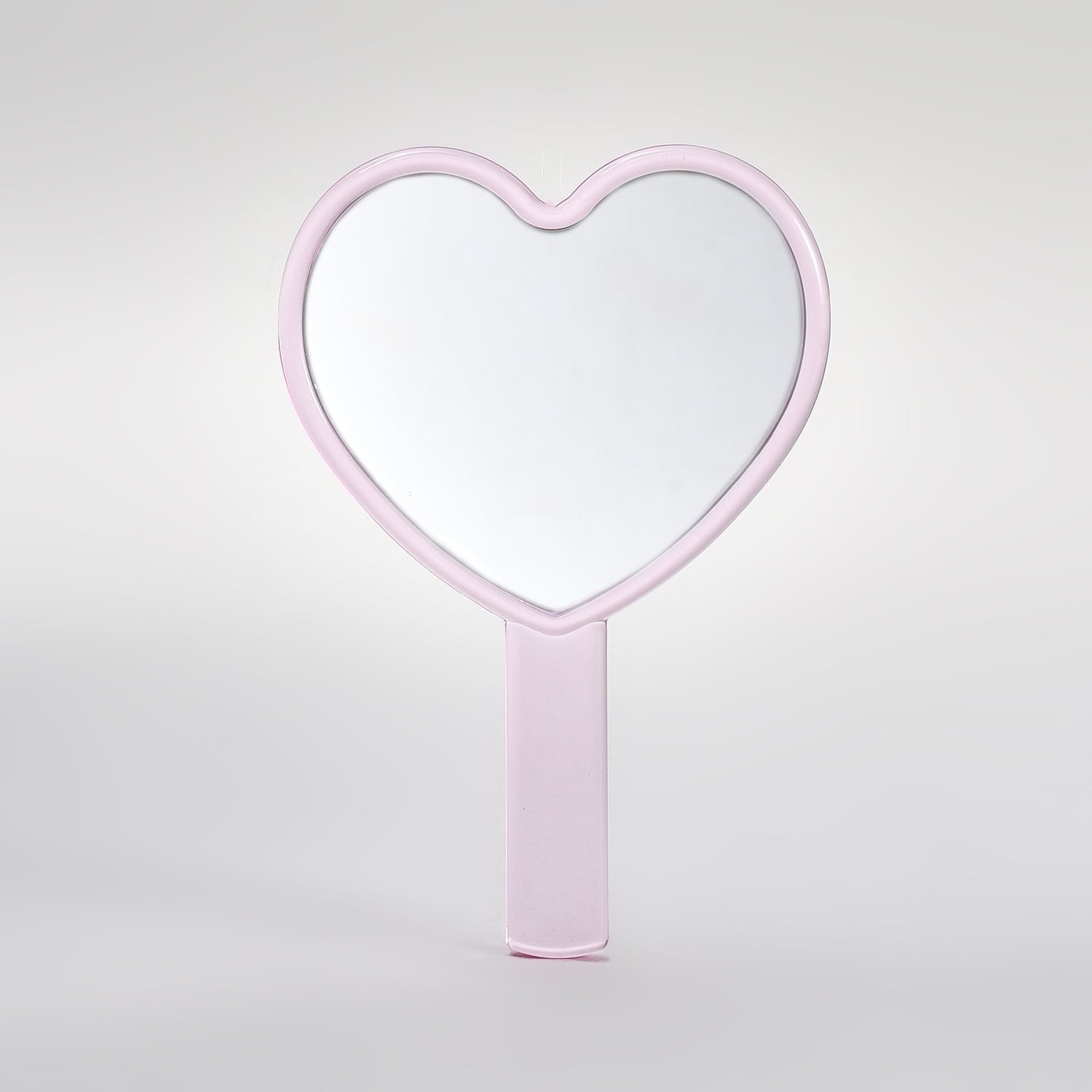 Cute Cat Heart-Shaped Handheld Mirror - Pink