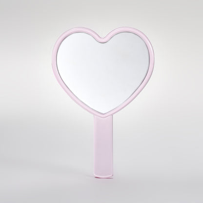 Cute Cat Heart-Shaped Handheld Mirror - Pink