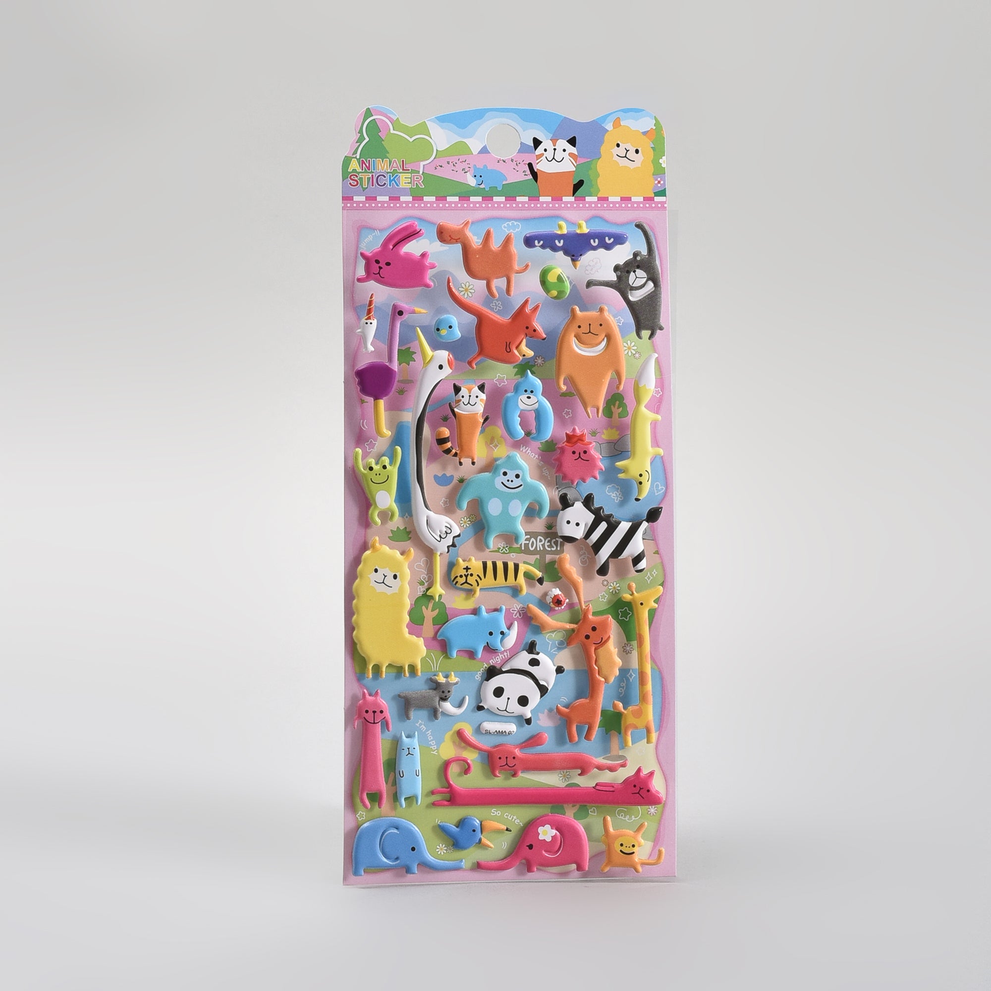 Mumuso Super Cute Interesting Assorted  Animals Puffy Stickers- 1 Sheet