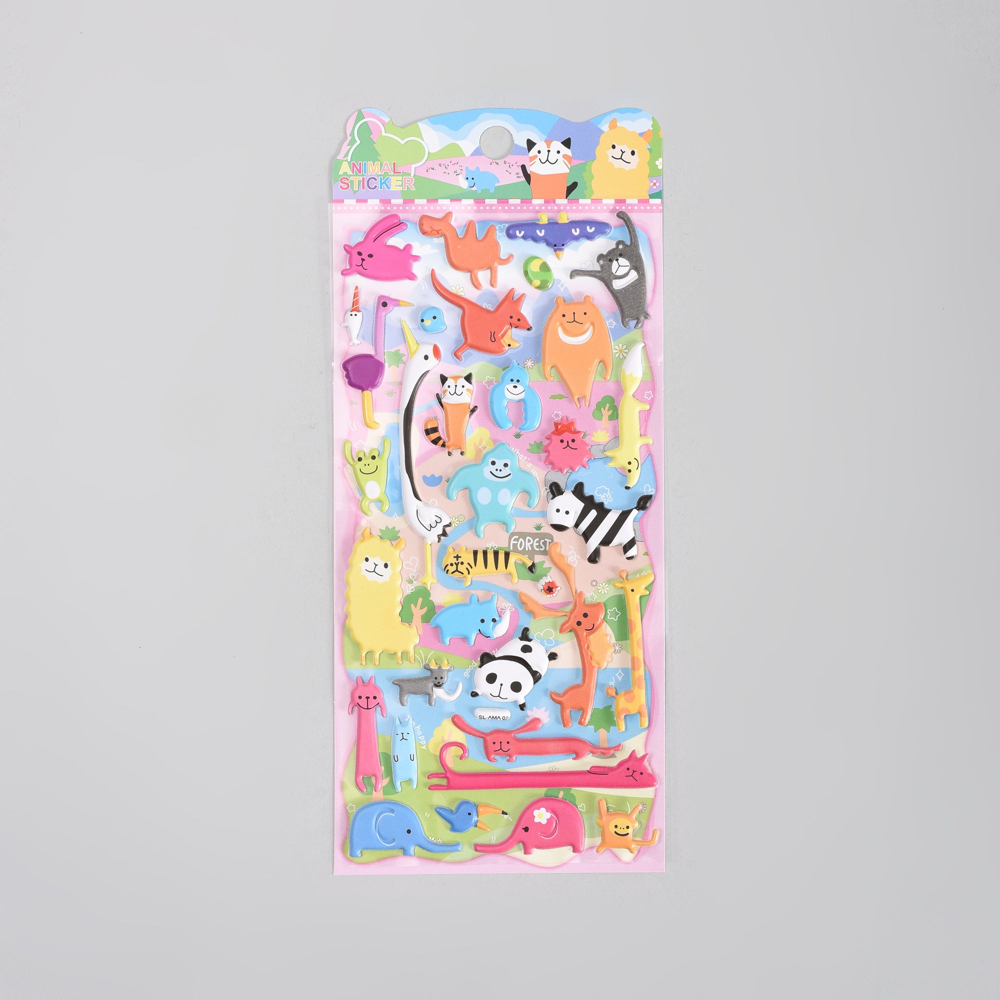 Mumuso Super Cute Interesting Assorted  Animals Puffy Stickers- 1 Sheet