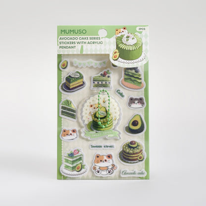 Avocado Cake Series Stickers Sheet  1 Keychain (2 Sheets)