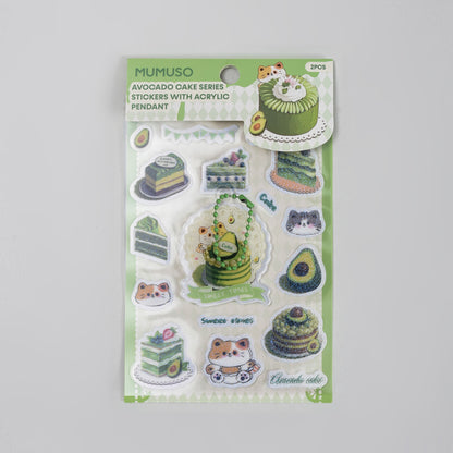 Avocado Cake Series Stickers Sheet  1 Keychain (2 Sheets)