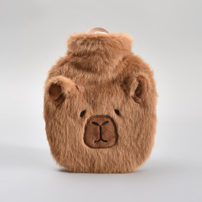 Mumuso Cute Capybara Pocket Hot Bottle Water Bag – 350ml/Brown