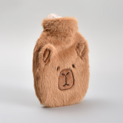 Mumuso Cute Capybara Pocket Hot Bottle Water Bag – 350ml/Brown