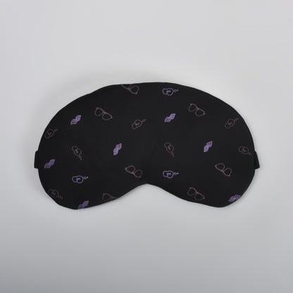 Glass-Patterned Printed Sleeping Eye Mask - Black